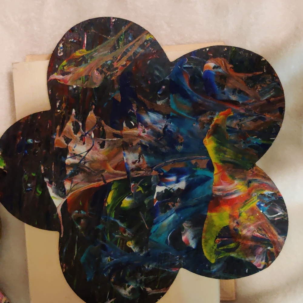 An original acrylic painting on shaped wood